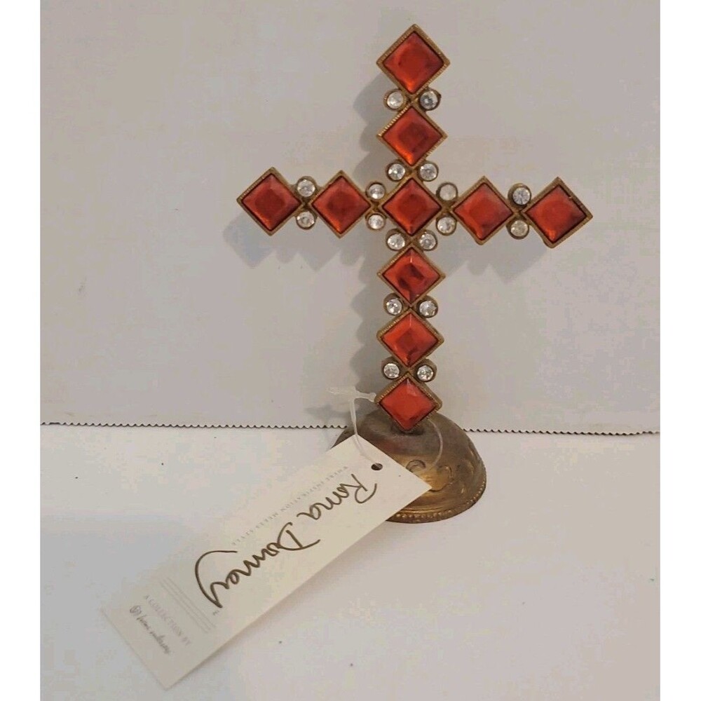 Roma Downey Home Interiors Jeweled Red Mosaic Cross Christian Decor w/ Tag